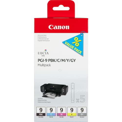 Canon Blæk Multipak Pgi-9 (pbk/c/m/y/gy) billede