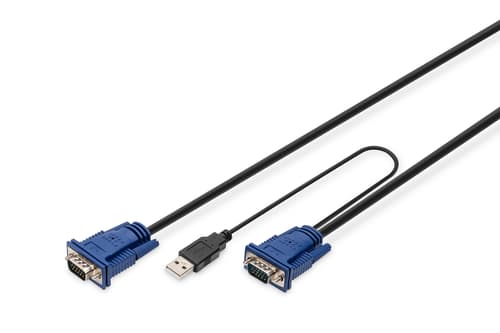 DIGITUS Octopus - Kabel til tastatur / video / mus (KVM) - USB, PS/2, HD-15 (VGA) (han) til HD-15 (VGA) (han) - 1.8 m - sort