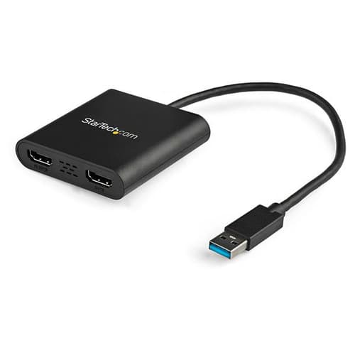 StarTech.com USB 3.0 to Dual HDMI Adapter, 1x 4K 30Hz & 1x 1080p, External Video & Graphics Card, USB Type-A to HDMI Dual Monitor Display Adapter Dongle, Supports Windows Only, Black - USB to Dual HDMI Adapter (USB32HD2) - Adapterkabel - TAA-kompatibel - USB Type A han til HDMI hun - 25 cm - sort - 4K30 Hz (3840 x 2160) support - for P/N: HDDVIMM3, HDMM12, HDMM15, HDMM1MP, HDMM2MP, HDMM3, HDMM3MP, HDMM50A, HDMM6, HDPMM50