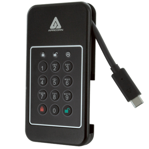 Apricorn Aegis Nvx 500gb Ssd Ruggedized Encrypted Usb-c Musta