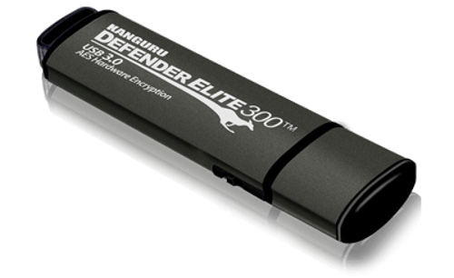 Kanguru Defender Elite 300 64gb Fips 140-2 Usb 3.0 64gb Usb-a Sort, Grå billede