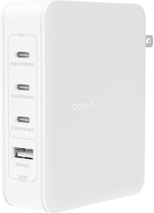 Belkin 140w Usb Gan 4-ports Wall Charger Hvid billede