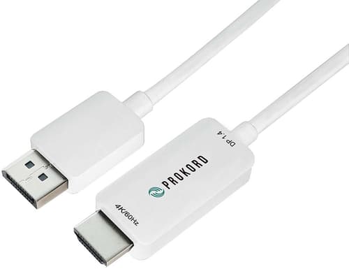 Prokord Displayport Til Hdmi-kabel – 4k @ 60 Hz 1.5m 1.5m Hdmi Displayport Hdmi Hvit