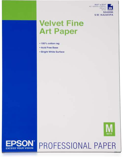 Epson Papir Velvet A2 260g 25 Ark billede