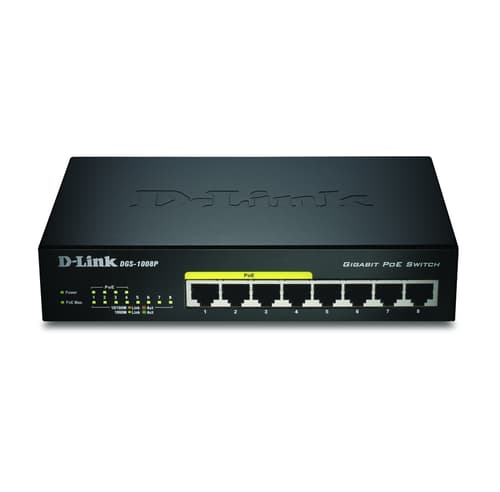 D-Link DGS-1008P 8-Port Gigabit PoE Unmanaged Desktop Switch