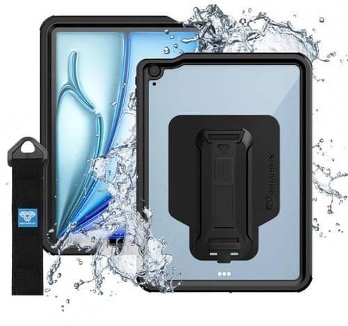 Armor-x Waterproof, Shock & Dust Proof Case With Handstrap & Kickstand Ipad Air 11" (m2), Ipad Air 11" (m3), Ipad Air 11" (m4) Musta