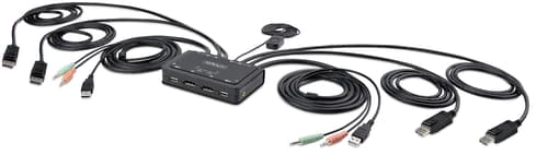 Startech 2-porttinen Dual-display Displayport Kvm-kytkin 4k Integroidulla 1,5 Metrin Kaapelilla Varustettuna