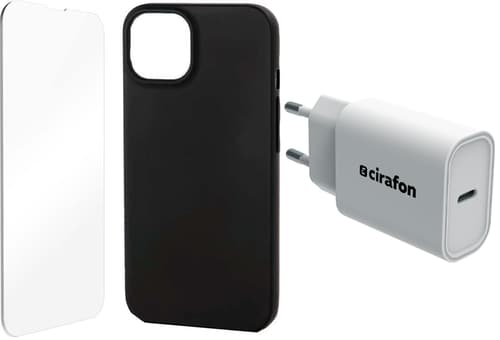 Cirafon Startpakke Med Oplader/skærmbeskytter/etui Iphone 13 Sort