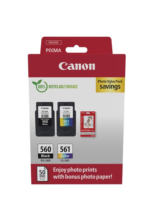 Canon Blæk Valuepack Pg-560/cl-561 + 10x15cm 50 Ark