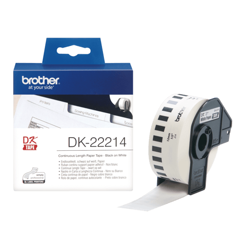 Brother Tape Papper 12mm X 30.5m Sort/hvid