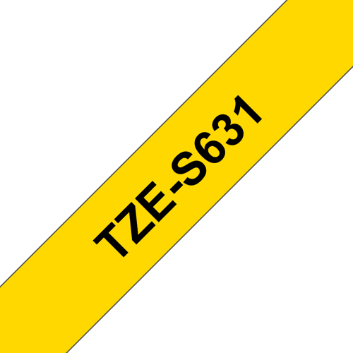 Brother Tape 12mm Tze-s631 Sort/gul Ekstra Stærk