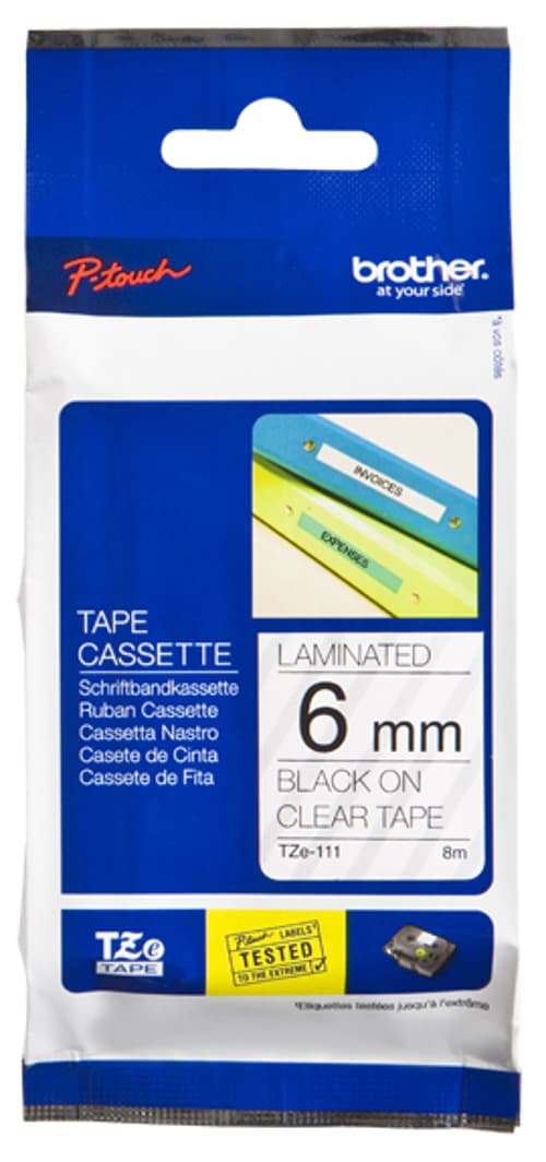Brother Tape 6mm Tze-111 Svart/transparent