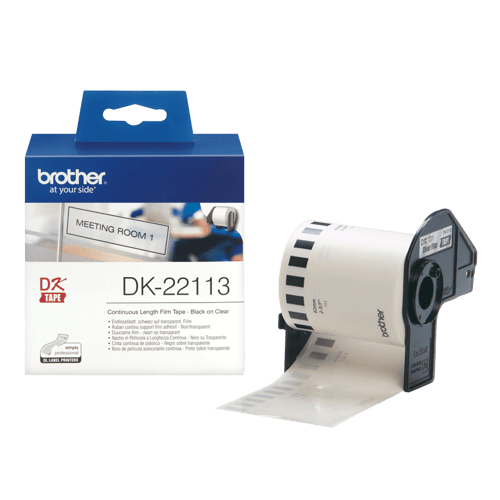Brother Tape Plast 62mm X 15.24m Sort/gennemsigtig
