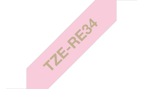 Brother Tape Stofbånd 12mm Tze-re34 Guld/lyserød billede
