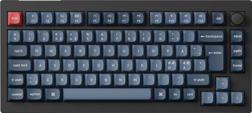 Keychron V1 MAX QMK/VIA Wireless RGB Hot Swap Jupiter Brown - Carbon Black - Tastatur - Nordisk - Sort