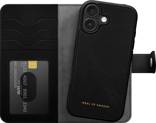 Ideal Of Sweden Magnet Wallet+ Iphone 16 Musta