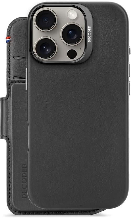 Decoded Leather Detachable Wallet Iphone 16 Pro Musta