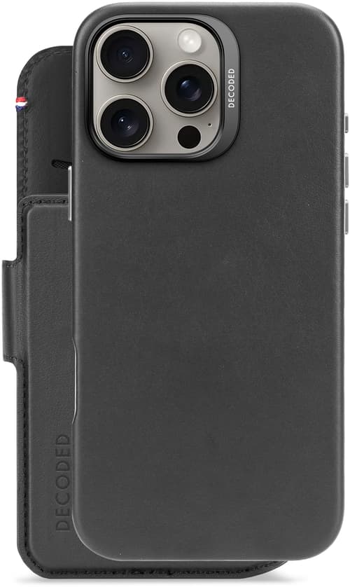 Decoded Leather Detachable Wallet Iphone 16 Pro Max Musta