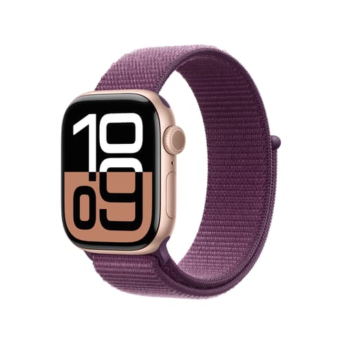 Apple Watch Series 10 GPS 42mm Rose Gold Aluminium Case with Plum Sport Loop MWWK3QF A Dustinhome