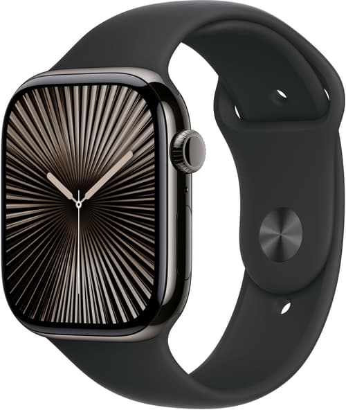 Apple Watch Series 10 GPS + Cellular 46mm Slate Titanium Case with Black  Sport Band - S/M