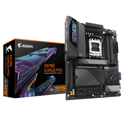 GIGABYTE X870E AORUS PRO Moderkort - AMD X870E - AMD AM5 socket - DDR5 RAM - ATX