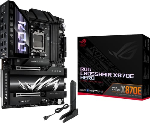 ASUS ROG CROSSHAIR X870E HERO - Moderkort - ATX - Socket AM5 - AMD X870E Chipuppsättning - USB4, USB-C 3.2 Gen2, USB 3.2 Gen 2 - Wi-Fi 7, 2.5 Gigabit LAN, 5 Gigabit Ethernet, Bluetooth - inbyggda grafiken (CPU krävs) - HD-ljud (8 kanaler)