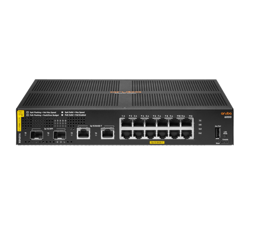 HPE Aruba 6000 12G Class4 PoE 2G/2SFP 139W Switch - Switch - Administreret - 12 x 10/100/1000 (PoE+) + 2 x Gigabit SFP + 2 x 1000Base-T - monterbar på stativ - PoE (139 W)