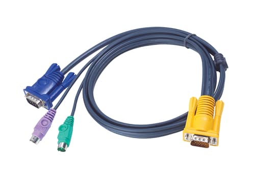 ATEN 2L-5202P - Kabel til tastatur / video / mus (KVM) - 15 pin SPHD (han) til PS/2, HD-15 (VGA) (han) - 1.8 m - for KVM on the NET CS1708i, CS1716i  Maxiport ACS1208A, ACS1216A  Slideaway ACS1216AL
