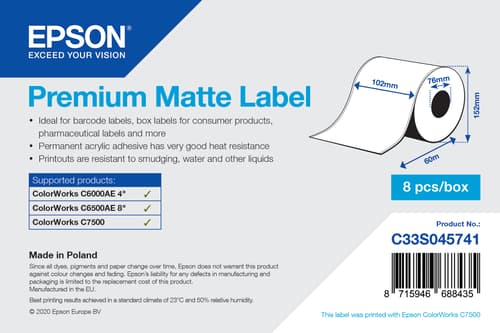 Epson Tarrat Premium Matte Jatkuva 102mm 60m 1-pack