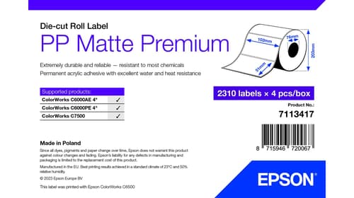 Epson Tarrat Pp Matt Premium 102x51mm 2310kpl/rulla