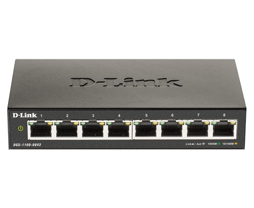 D-link Dgs-1100-08v2 Netværksswitch Administreret L2 Gigabit Ethernet (10/100/1000) Sort