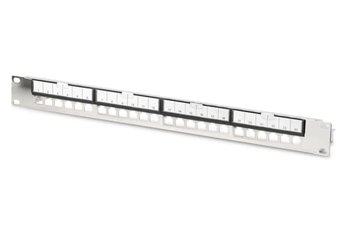 DIGITUS - Patchpanel (blank) - modulær - stativmonterbar - skærmet - sort, RAL 9005 - 1U - 19 - 24 porte