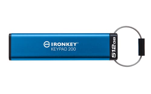 Kingston Technology Ironkey 512 Gb Keypad 200, Fips 140-3, Niv. 3 (afventer) Aes-256 Krypteret 512gb Usb-a Blå