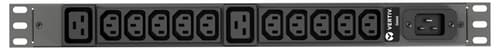 Vertiv Geist Rpdu, Basic, 1u, Input C20 230v 16a, Outputs (10)c13 | (2)c19 Tehonjakeluyksikkö 12 Ac-pistorasia(a) Musta