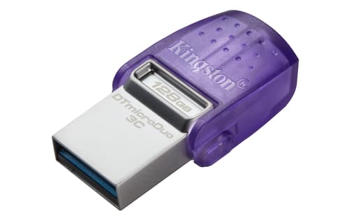 Kingston Technology Datatraveler Microduo 3c Usb-minnepenn 128 Gb Usb Type-a / Usb Type-c 3.2 Gen 1 (3.1 Gen 1) Rustfritt Stål, Lilla 128gb Usb-a / Usb-c Rustfritt Stål, Lilla