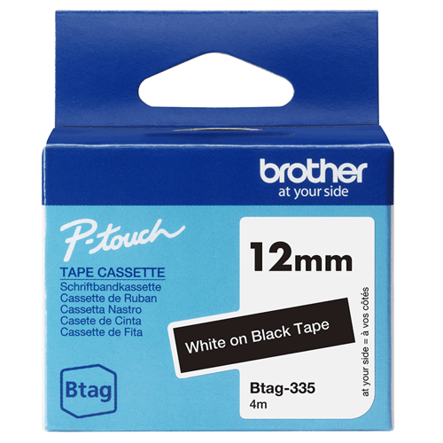 Brother Tape Btag-335 12mm Hvid/sort