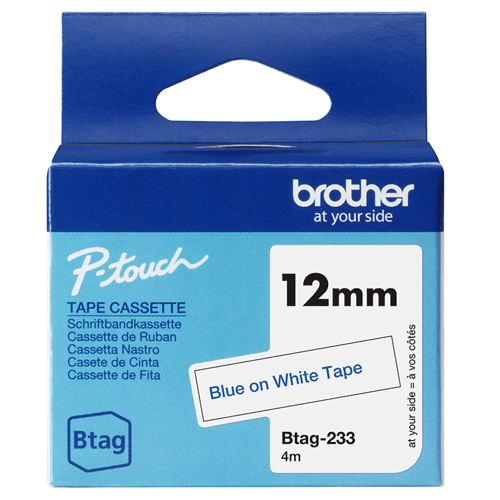 Brother Tape Btag-233 12mm Sininen/valkoinen