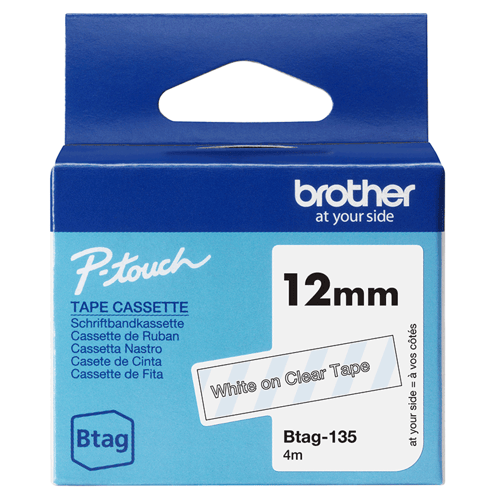 Brother Tape Btag-135 12mm Hvid/gennemsigtig