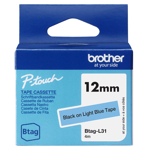 Brother Tape Btag-l31 12mm Sort/lyseblå