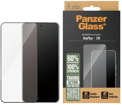 PanzerGlass Screen Protector w. Black Frame OnePlus 13R | Ultra-Wide Fit Skærmbeskytter