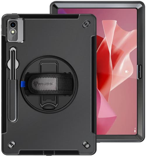 Armor-x Rainproof Military Grade Rugged Case With Hand Strap And Kick-stand Lenovo Tab P12 Svart