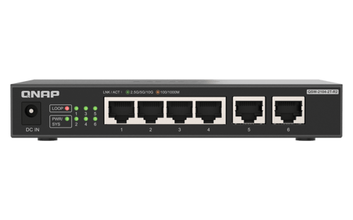 Qnap Qsw-2104-2t-r2 Netværksswitch Ikke Administreret 10g Ethernet (100/1000/10000) Desktop Sort billede
