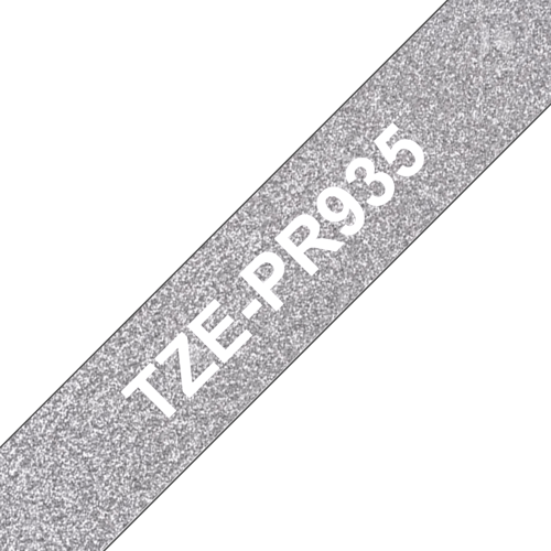 Brother Tape 12mm Tze-pr935 Vit/glitter Silver
