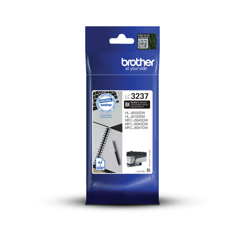 Blækpatron - Brother LC3237BK, sort, original, 3.000 sider