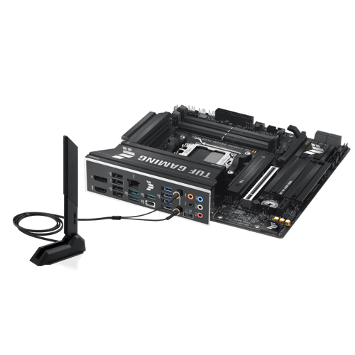ASUS TUF GAMING B850M-PLUS WIFI - Moderkort - micro ATX - Socket AM5 - AMD B850 Chipuppsättning - USB-C 3.2 Gen 2x2, USB-C 3.2 Gen2, USB 3.2 Gen 2, USB 3.2 Gen 1 - 2.5 Gigabit LAN, Wi-Fi 6E, Bluetooth - inbyggda grafiken (CPU krävs) - HD-ljud (8 kanaler)