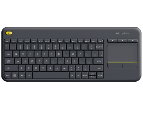 Logitech Wireless Touch Keyboard K400 Plus - Tastatur - med touchpad - trådløs - 2.4 GHz - QWERTY - US International - sort