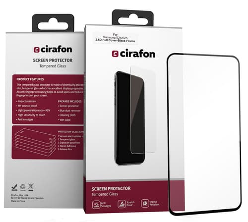 Cirafon Recycled Ultra-wide (double Tempered) Skärmskydd Samsung Galaxy A36, Samsung Galaxy A56, Samsung Galaxy S24 Fe