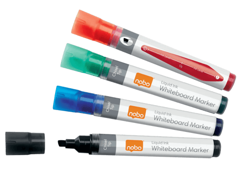 Nobo Penner Flydende Blæk Mejselspids 4mm Blandede Farver 10stk - Whiteboard