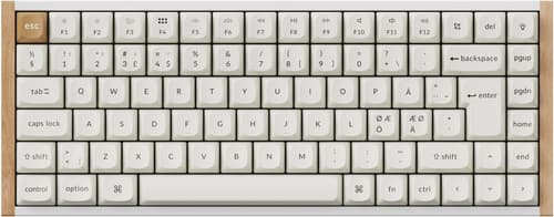 Keychron K2 HE SE Wireless Tri-Mode Hot Swap QMK Gateron 2.0 Purple Magnetic Switch Wood White - Gaming Tastatur - Nordisk - Hvid