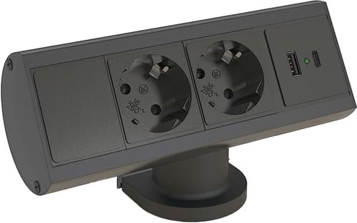 Axessline 935-d2cc Stikdåse 1,5 M 2 Ac Stikkontakt(er) Indendørs Sort billede